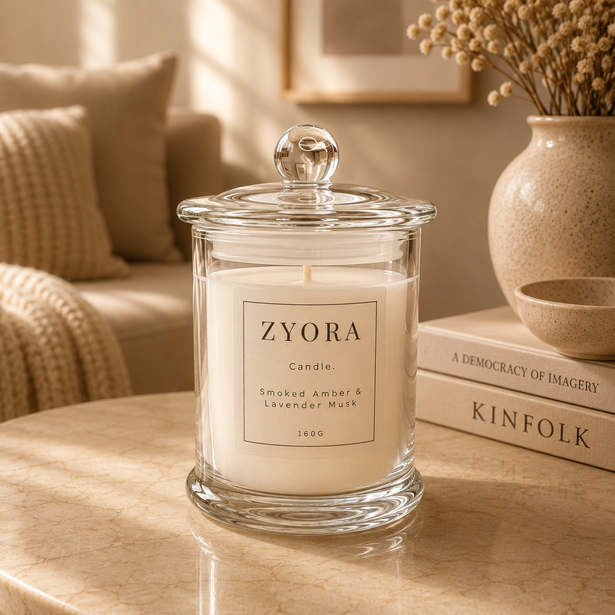 160g Smoked Amber and Lavender Musk Candle