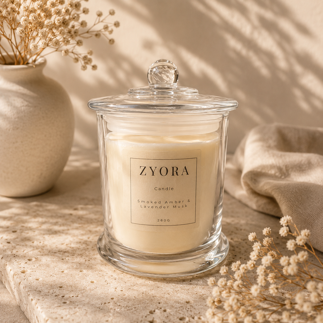 260g Smoked Amber & Lavender Musk Candle