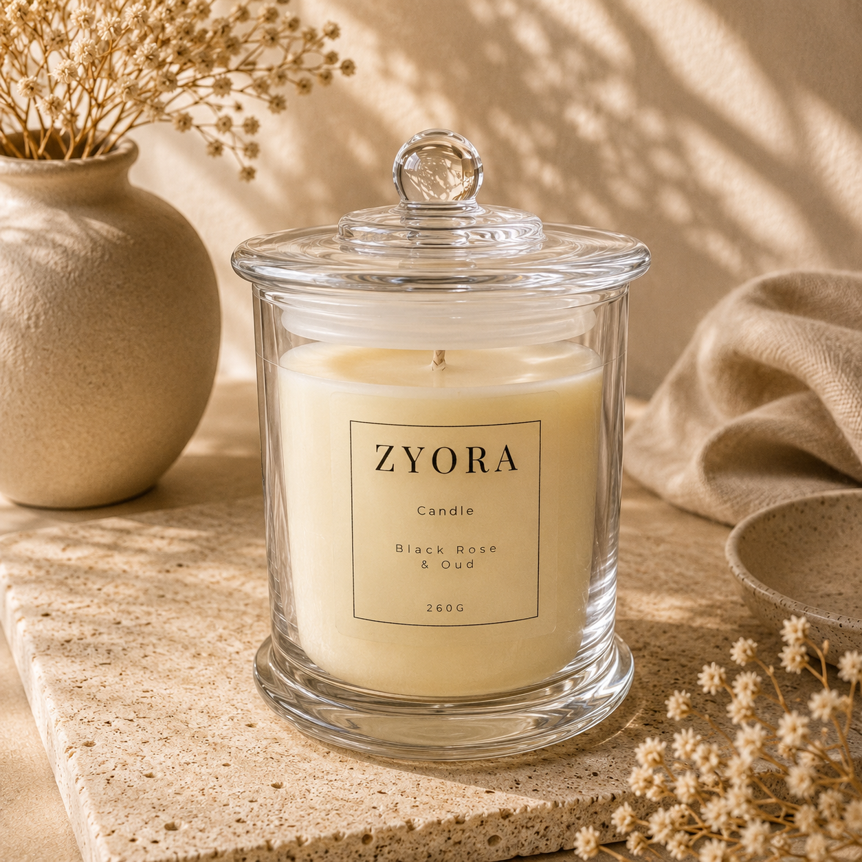 260g Black Rose & Oud Candle
